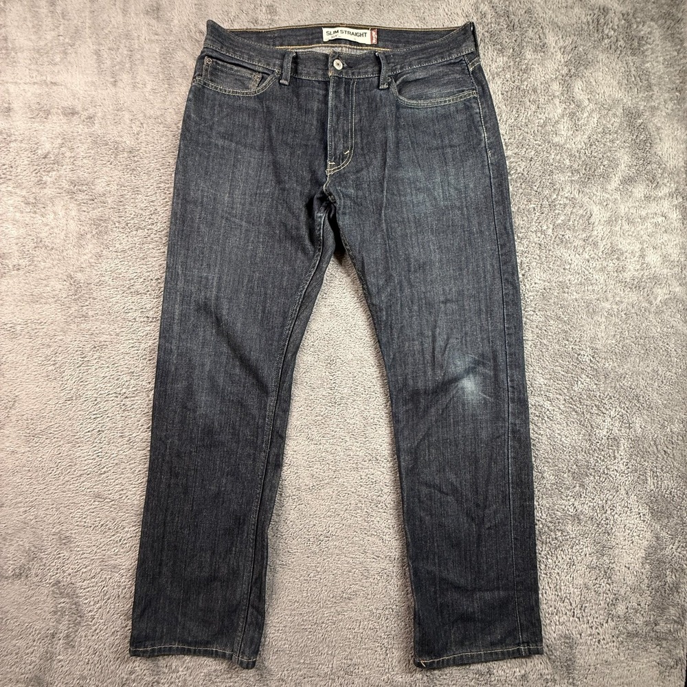 Levi's 514 Slim Straight Jeans 34x32 Men Dark Wash 100% Cotton Vintage Y2K